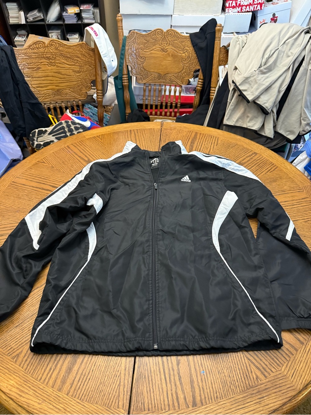 adidas Black and White Lightweight Zip Track Jacket